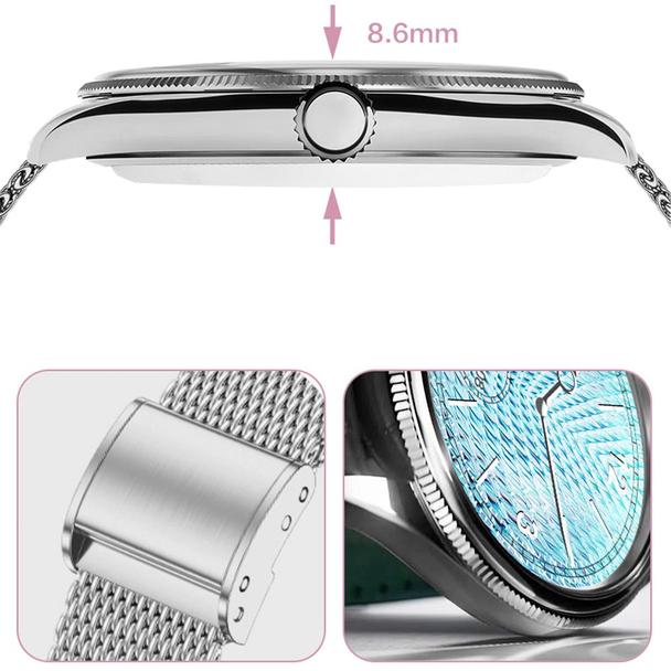 Smartwatch TITMO O-170 (AMOLED, bluetooth call, pasek stal szlachetna silver mesh) srebrny 0INT