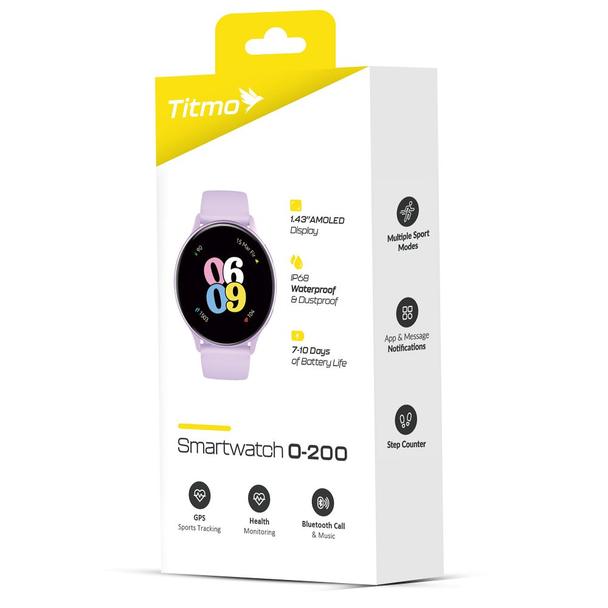 Smartwatch TITMO O-200 (GPS, AMOLED, bluetooth call, pasek silikonowy) lawendowy 0INT