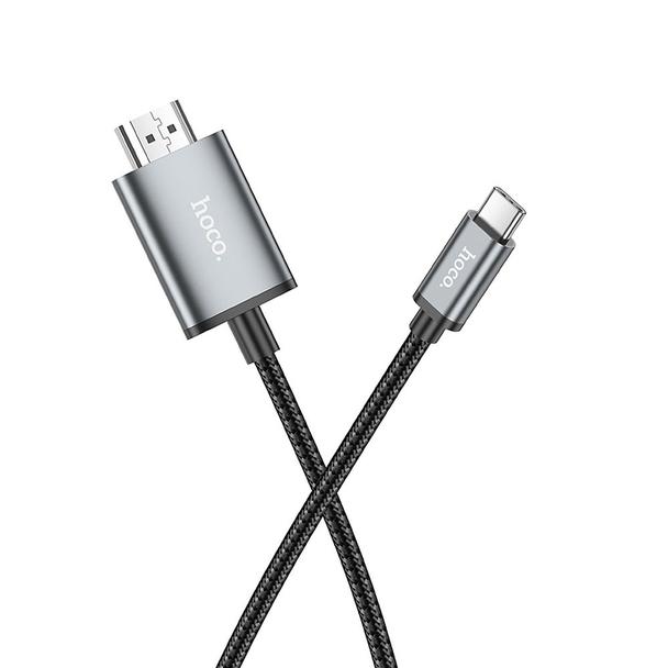 Kabel USB C do HDMI Hoco 4K 30Hz 2 m UA27 stalowy szary
