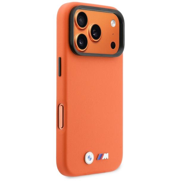 BMW futerał do IPHONE 17 Pro Max kompatybilny z MagSafe BMHMP17X25PFWKCKO (PU W/ Metal Logo) pomarańczowy