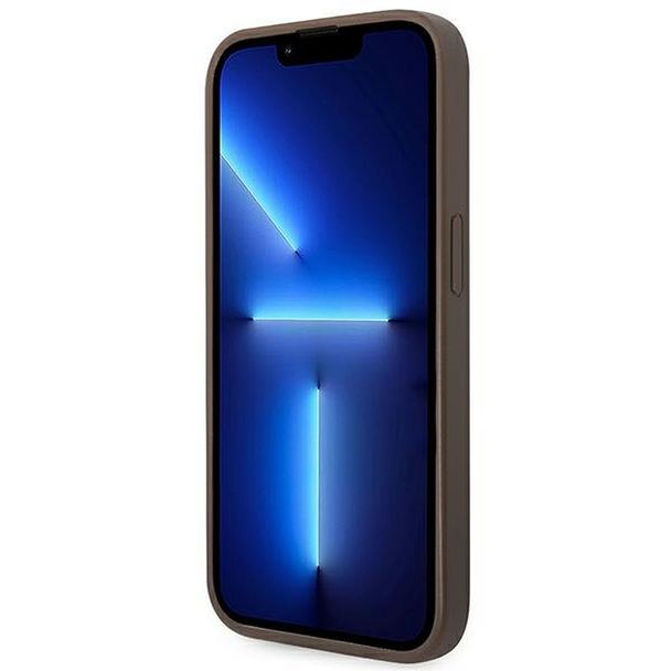GUESS futerał do IPHONE 14 Pro GUHCP14LG4GFBR (4G Gold Logo) brązowy