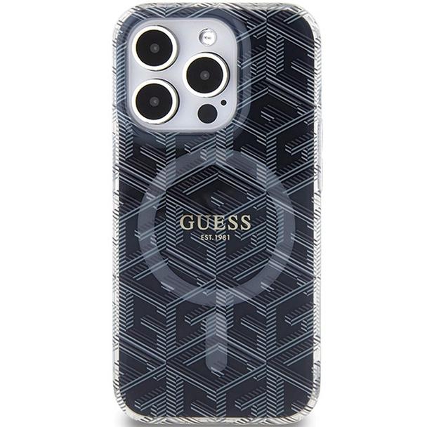 GUESS futerał do IPHONE 15 Pro Max kompatybilny z MagSafe GUHMP15XHGCUSTGK (IML GCUBE) czarny