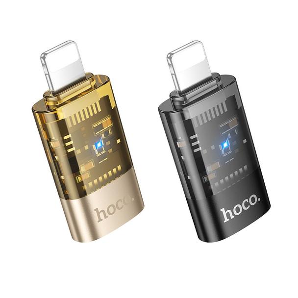 Adapter OTG Lightning do USB C Hoco UA36A transparentny czarny