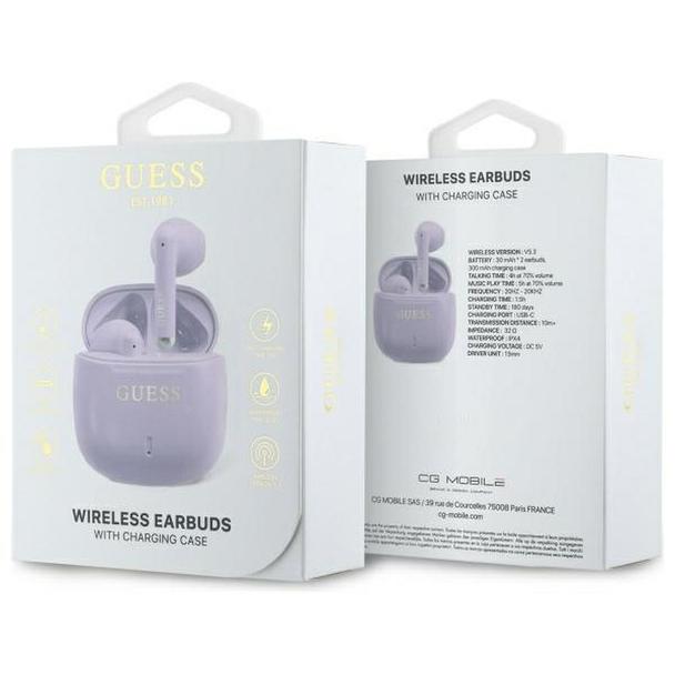 GUESS słuchawki bezprzewodowe bluetooth TWS GUTWSJ14ESGU (Printed Classic Logo) fioletowe