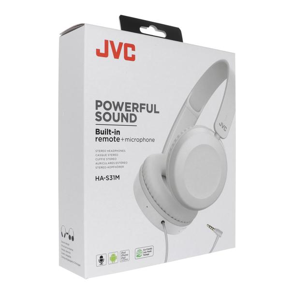 Słuchawki przewodowe nagłowne jack 3,5mm z mikrofonem JVC HA-S31M-W-E białe