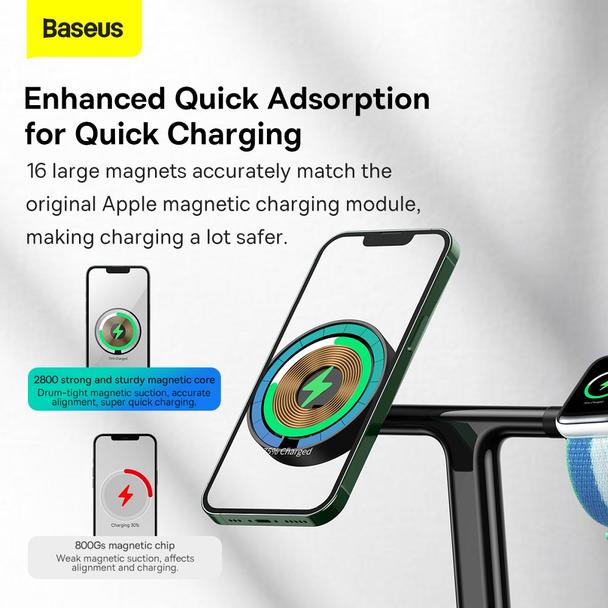 BASEUS ładowarka indukcyjna 3w1 kompatybilna z MagSafe 15W WXTE000101 czarna