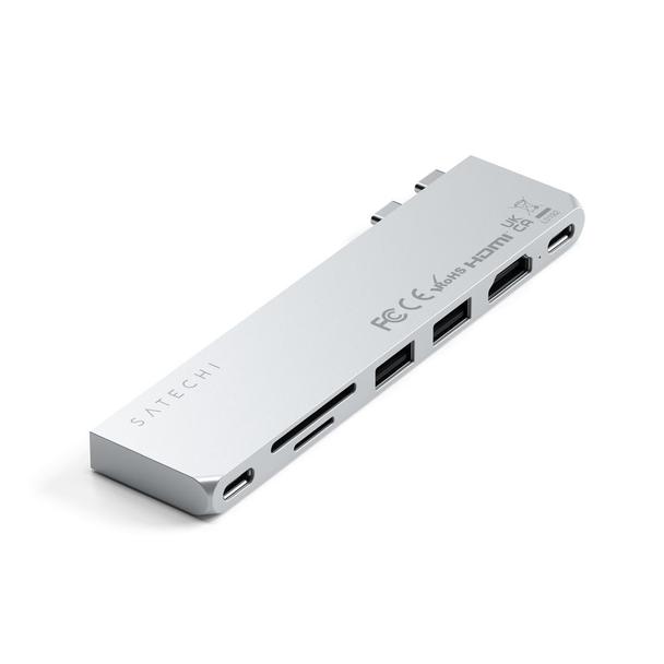 Adapter HUB 7w1 2 x USB C Satechi Pro HUB Slim ST-HUCPHSS do MacBook srebrny
