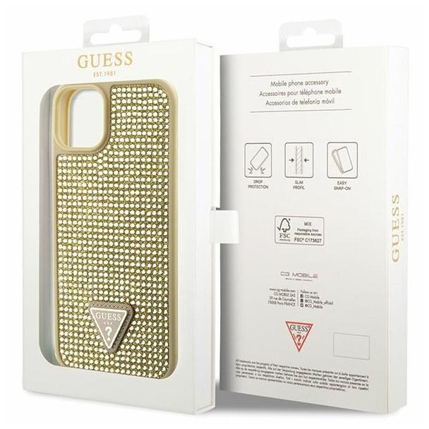 GUESS futerał do IPHONE 13 / 14 / 15 GUHCP14SHDGTPD (Rhinestone Triangle) złoty