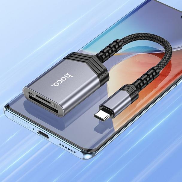 Czytnik kart SD / TF Hoco USB C UA25 szary