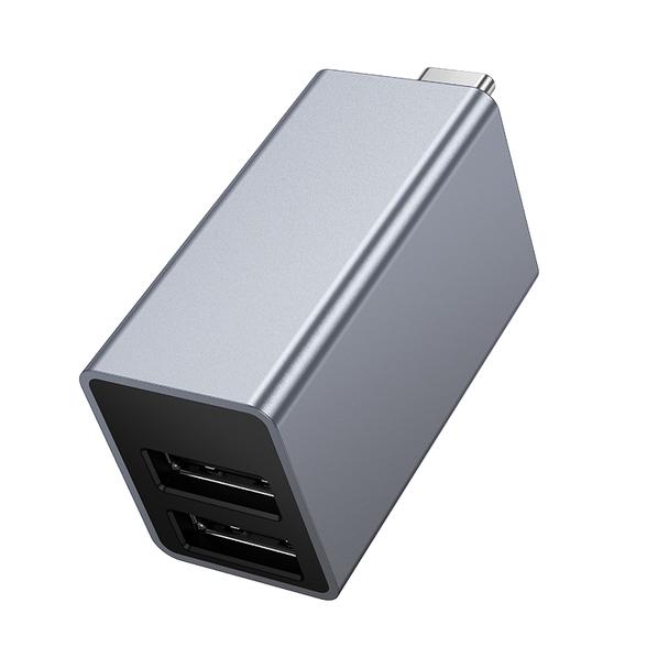 Adapter 3w1 (USB 2.0 x 2+USB 3.0) USB-C Hoco HB54A szary