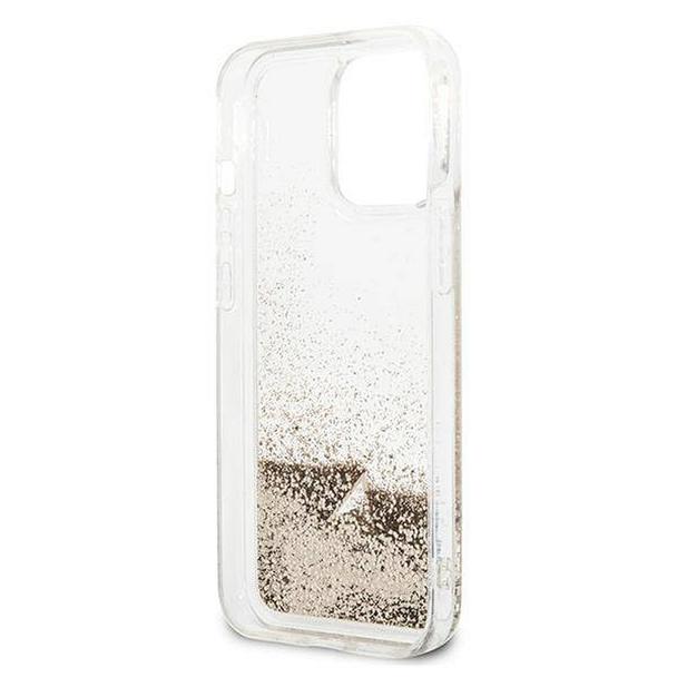 GUESS futerał do IPHONE 14 Pro GUOHCP14LGLHFLGO (Liquide Glitter Charms) złoty