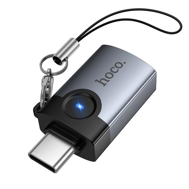 Adapter OTG USB C do USB A Hoco 3A UA46C grafitowy