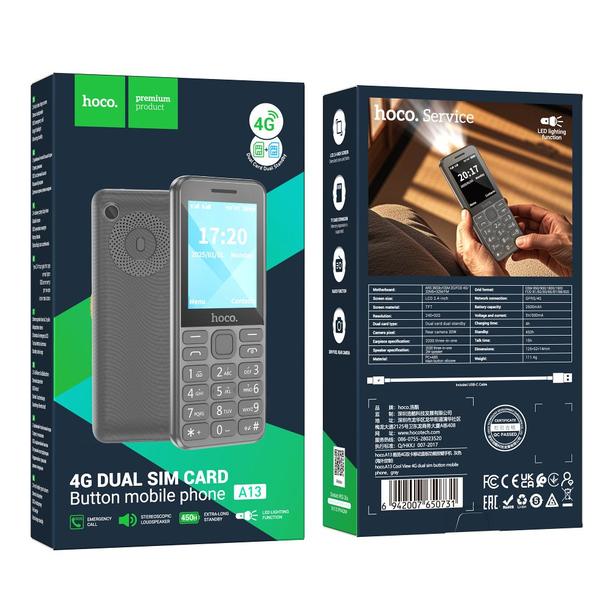 Telefon komórkowy Hoco 2,4" 4G Dual SIM A13 szary