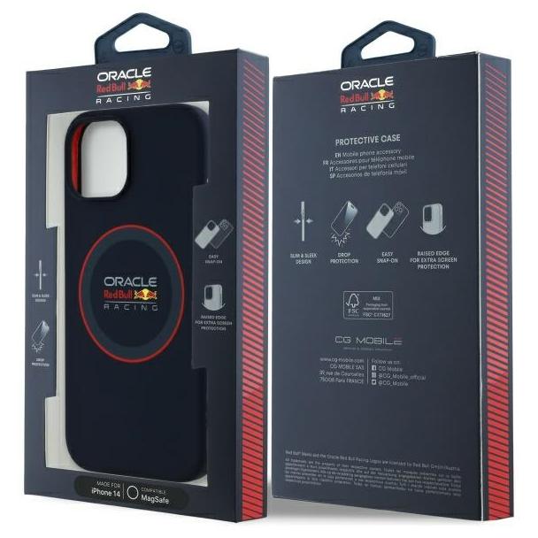 RED BULL futerał do IPHONE 14 kompatybilny z MagSafe RBHMP14S24SIILVR (Silicone red Ring) navy