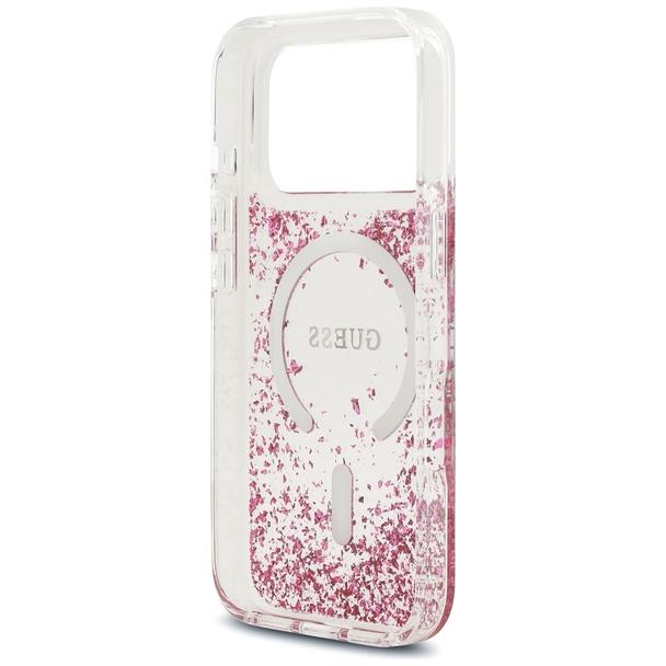 GUESS futerał do IPHONE 17 Pro kompatybilny z MagSafe GUHMP17LRGRGEP (Resin Bottom Glitter) różowy