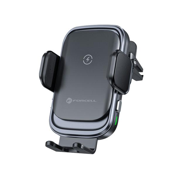 Uchwyt na telefon do samochodu indukcyjny Forcell F-Grip Grand F-24 15W do kratki srebrny