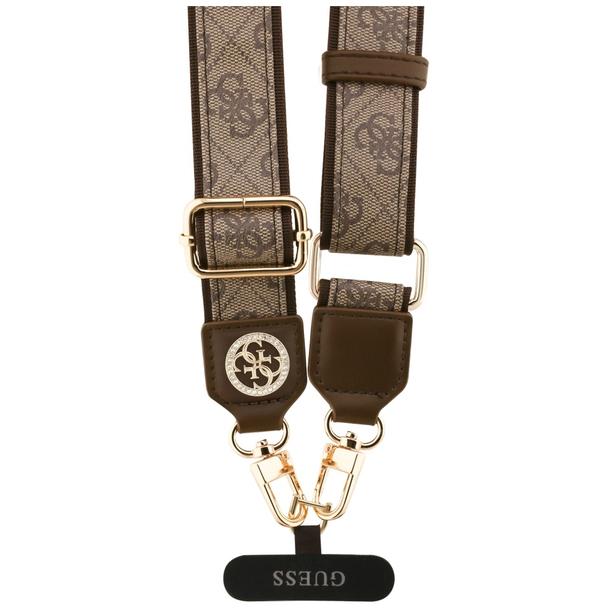 GUESS uniwesalny pasek GUUCNP4DGMW (4G PU Strap Tether Patch Strass Metal Logo) brązowy