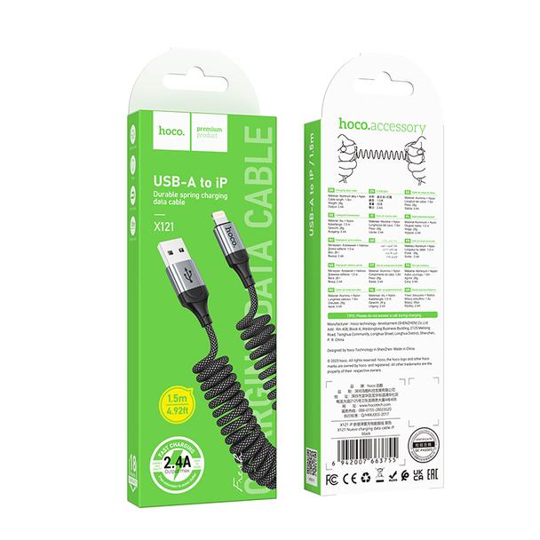 Kabel USB A do Lightning Hoco PD 2,4A 1,5 m X121 czarny