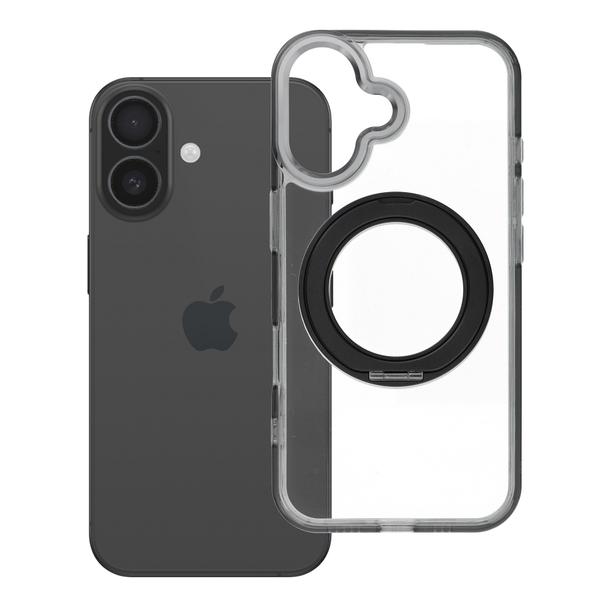 Etui na iPhone 16 Frame Circle Stand zgodne z MagSafe czarne