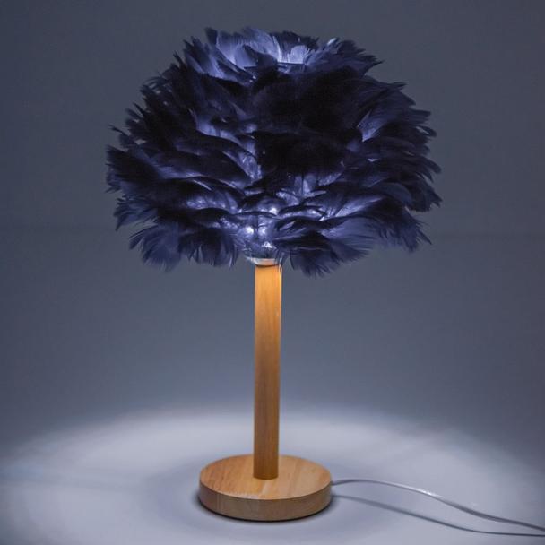 Lampka nocna z piórkiem Art Deco niebieska CBDPH