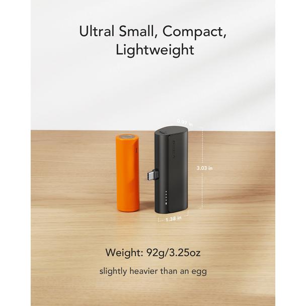 Powerbank Veger PlugOn (W0556/V0556) PD QC3.0 3A 20W 5000 mAh z wbudowanym złączem Typ C czarny
