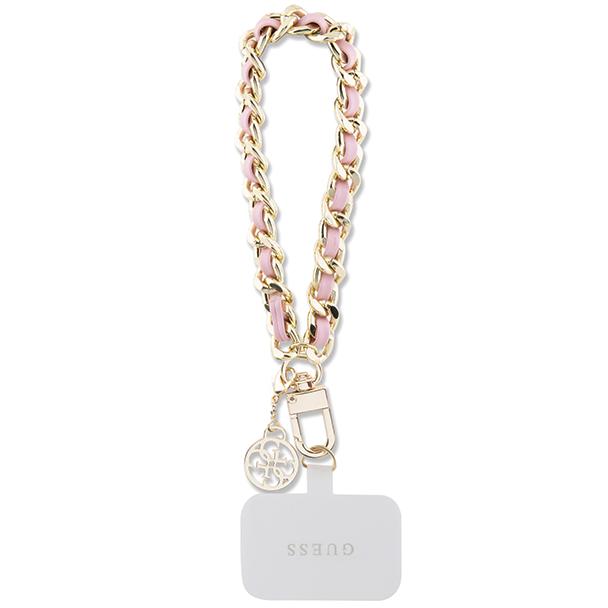 GUESS hand strap GUOUCHSAMC4P (Saffiano Chain Strap 4G Charm) różowy