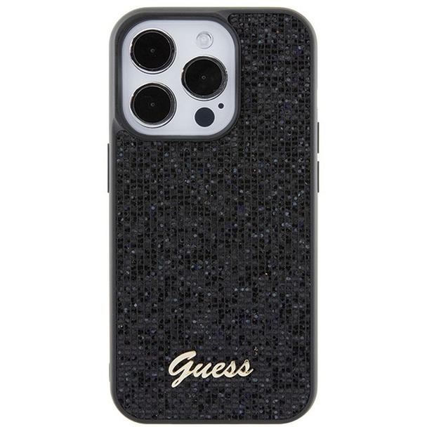 GUESS futerał do IPHONE 15 Pro GUHCP15LPMSDGSK (Disco Script Metal) czarny
