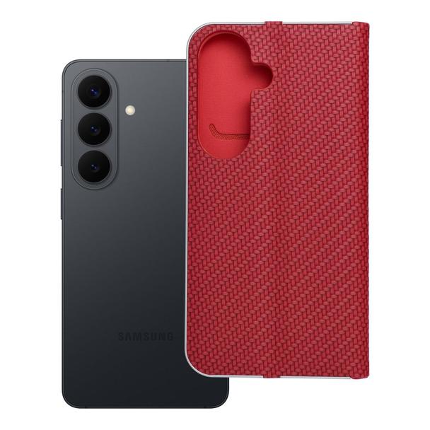 Etui z klapką na Samsung S26 Luna Book Carbon czerwone