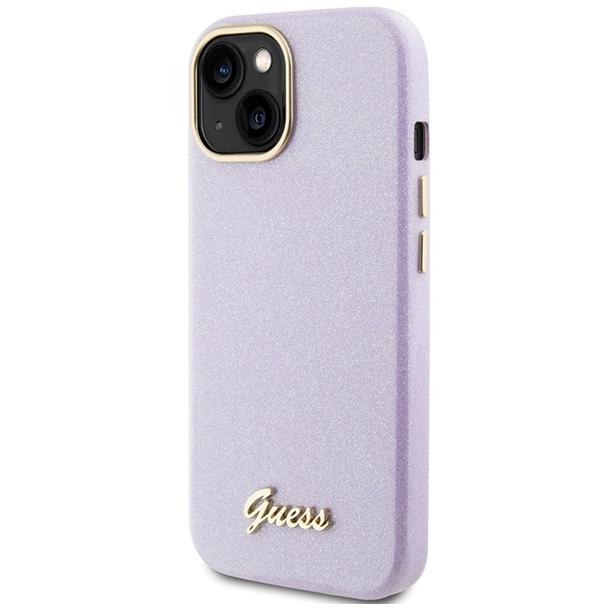 GUESS futerał do IPHONE 13 / 14 / 15 GUHCP15SPGMCSL (Glitter Glossy Script) liliowy