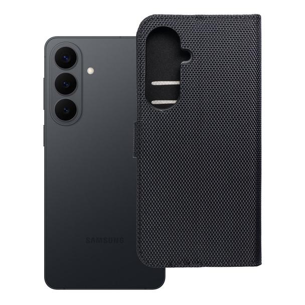 Etui z klapką na Samsung S26 PLUS 4Card RFID antykradzieżowe tech fabric czarne