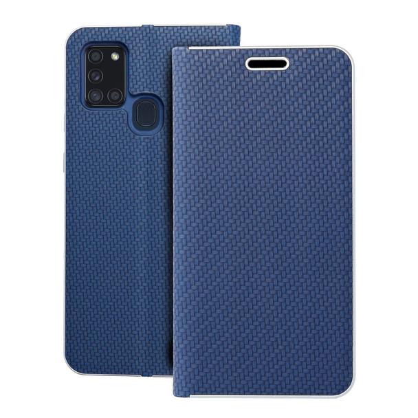 Etui z klapką na Samsung A21s Luna Book Carbon niebieskie
