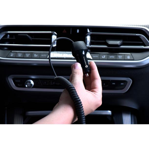 Ładowarka samochodowa Forcell F-Energy Carbon USB A QC3.0 PD 3A 38W z kablem USB C CC50-1AC czarna