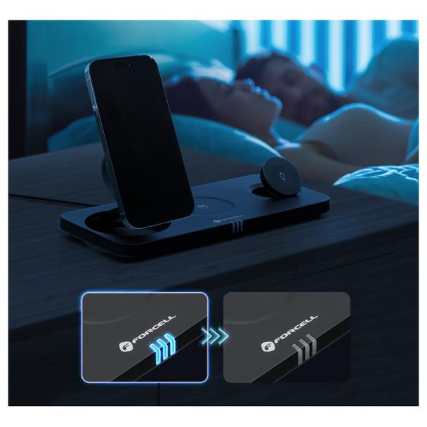 Ładowarka indukcyjna Forcell F-Energy 3w1 MagNetix USB C Qi2 20,5W zgodna z MagSafe czarna 0INT