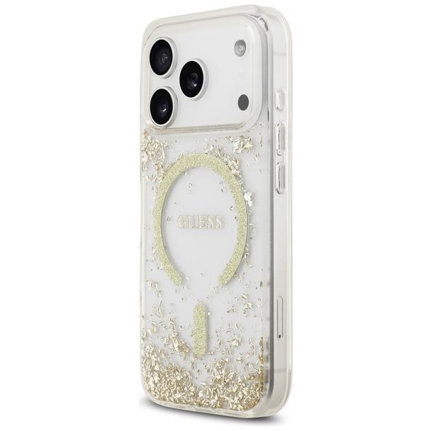 GUESS futerał do IPHONE 17 Pro kompatybilny z MagSafe GUHMP17LRGRGED (Resin Bottom Glitter) złoty