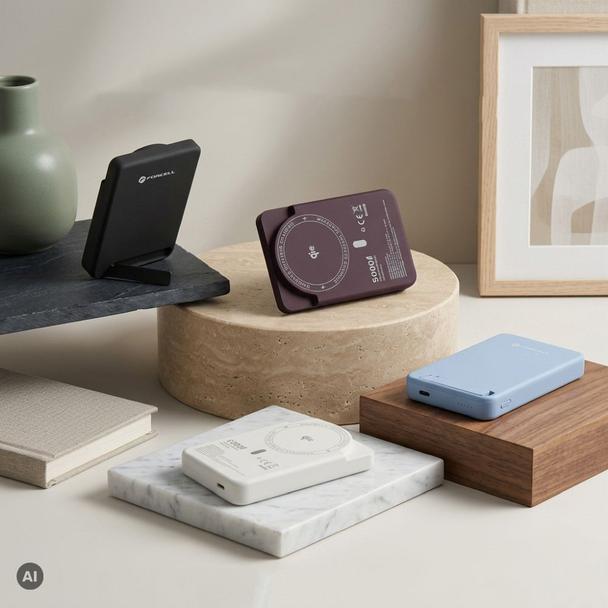 Powerbank zgodny z MagSafe Forcell F-Energy MagStand QI2 F5K10 QC3.0 PD3.0 20W 5000 mAh biały 0INT