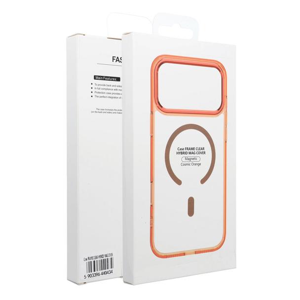 Futerał do iPhone 17 AIR Frame Clear Hybrid Mag Cover zgodny z MagSafe pomarańczowy