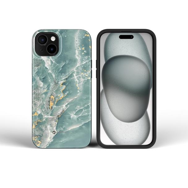 Etui na iPhone 15 PRO Forcell F-Protect Mirage zgodne z MagSafe Military Drop-Test green marble