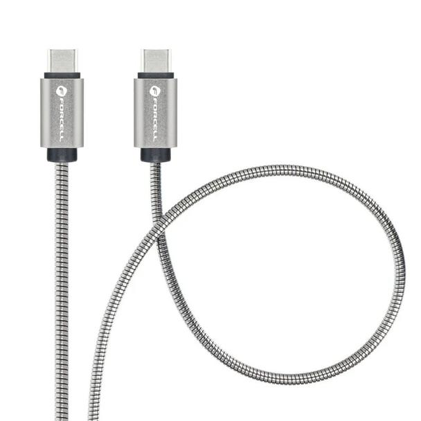 Kabel USB-C do USB-C Forcell F-Energy QC4.0 PD 5A 100W E-Mark Metal 2 m C239 srebrny