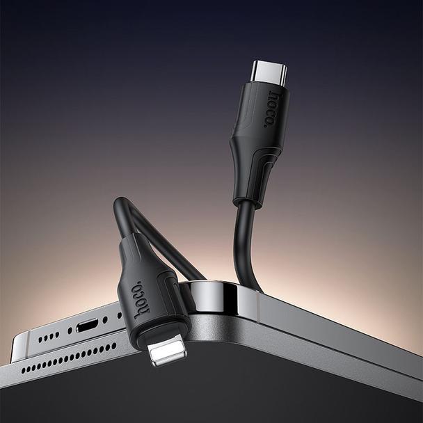 Kabel USB C do Lightning Hoco 27W silikonowy 1 m X124 czarny