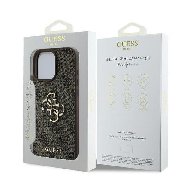 GUESS futerał do IPHONE 16 Pro Max GUHCP16X4GMGBR (4G PU Big Logo) brązowy