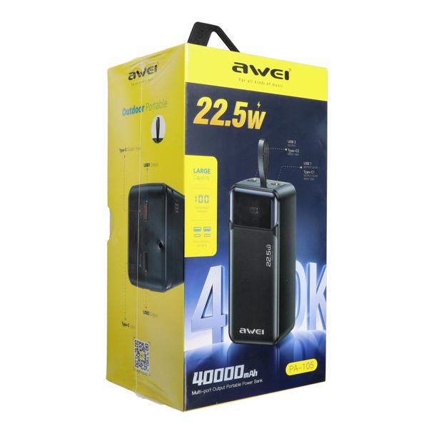 Power bank AWEI PA-105 40000mAh 22,5W LCD czarny