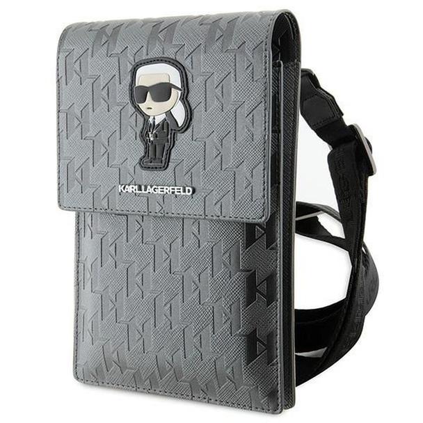 KARL LAGERFELD torebka uniwersalna na telefon KLWBSAKHPKG (Saffiano Mono Ikonik) srebrny