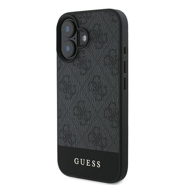 GUESS futerał do IPHONE 16 Plus GUHCP16MG4GLGR (PC/TPU 4G PU Bottom Stripe) szary