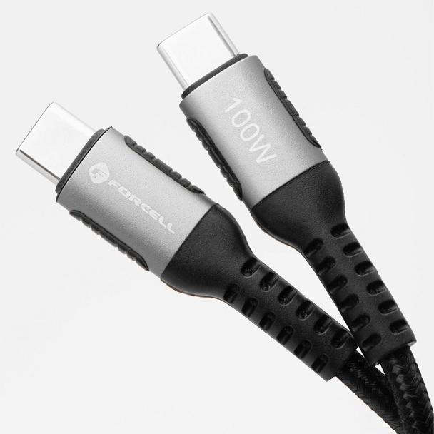 Kabel USB-C do USB-C Forcell F-Energy QC4.0 PD 5A 100W Cafule 0,25 m C260 czarny