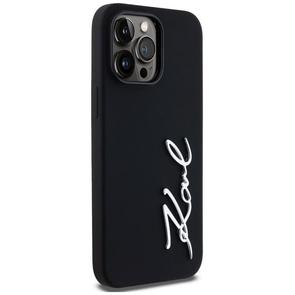 KARL LAGERFELD futerał do IPHONE 14 Pro Max KLHCP14XSCMSMVK (Silicone Sign Metal Logo) czarny