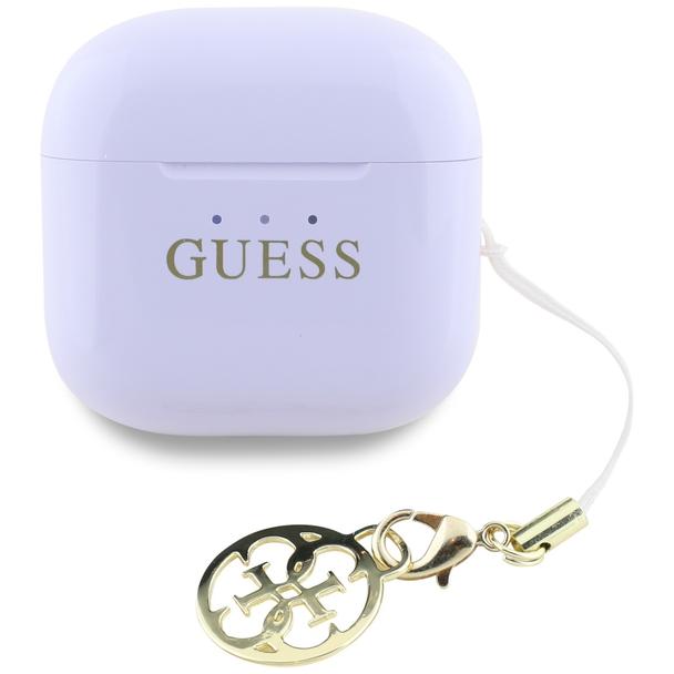 Słuchawki bezprzewodowe douszne Guess TWS Effect Printed Classic Logo & Charm lawendowe