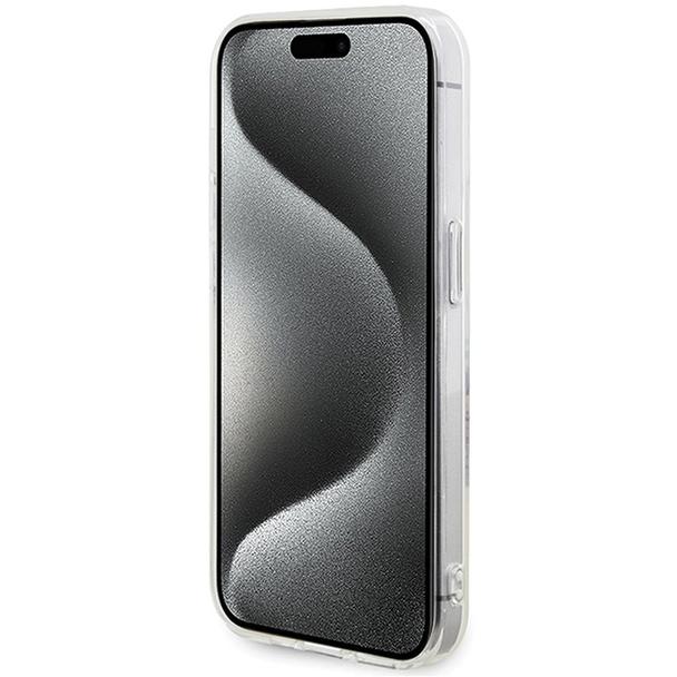 GUESS futerał do IPHONE 15 Pro kompatybilny z MagSafe GUHMP15LHFWFCT (Flowers Wreath) transparentny