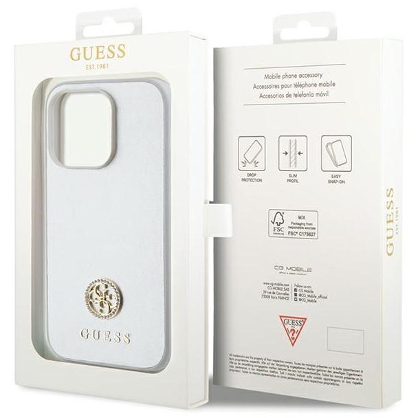 GUESS futerał do IPHONE 15 Pro GUHCP15LPS4DGPS (Strass Metal Logo) srebrny