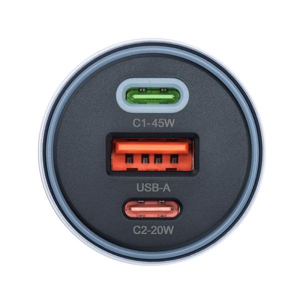 Ładowarka samochodowa Forcell F-Energy Alu 2 x USB C + USB A QC4.0 PD SFC2.0 4,5A 65W szara