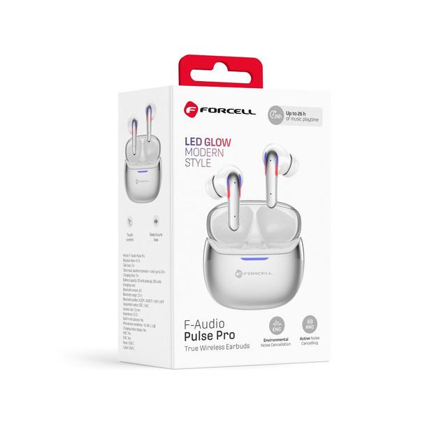 Słuchawki bezprzewodowe douszne TWS Forcell F-Audio Pulse Pro ANC + ENC srebrny 0INT